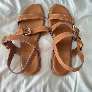 Coach Brown Leather Sandals with Gold Buckle